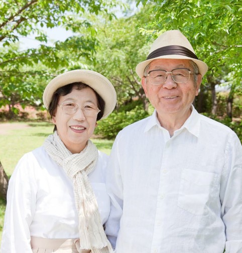 Elderly couple at a farm